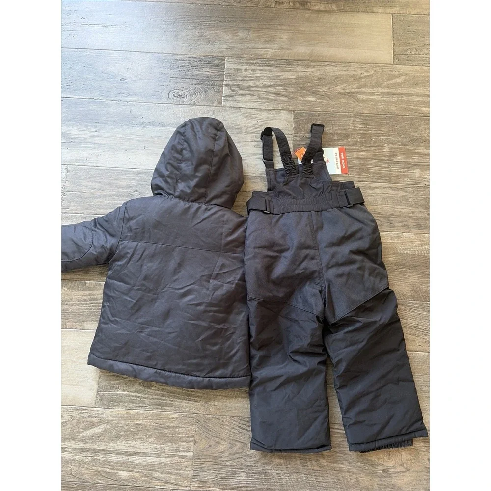 Cat & Jack Toddler Boys Girl 2T Black 3-in-1 Winter Jacket and Snow Bibs Set NWT